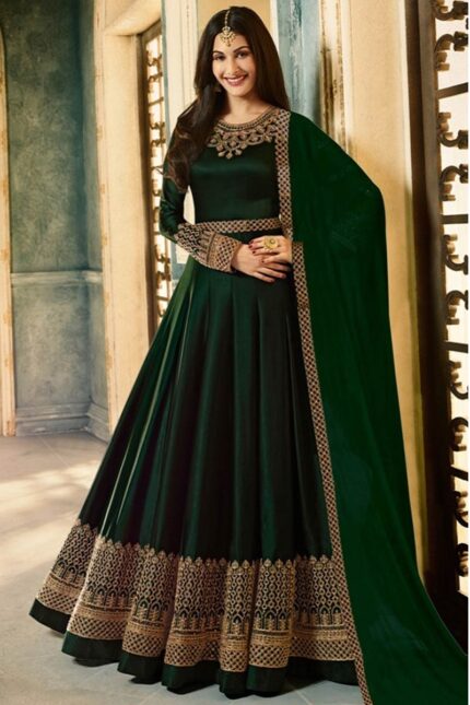 Gerogette Embroidery Semi Stitched Gown Dress