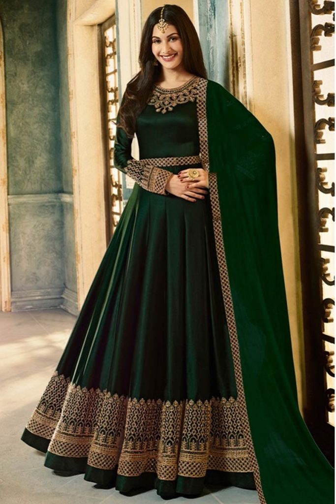 Gerogette Embroidery Semi Stitched Gown Dress