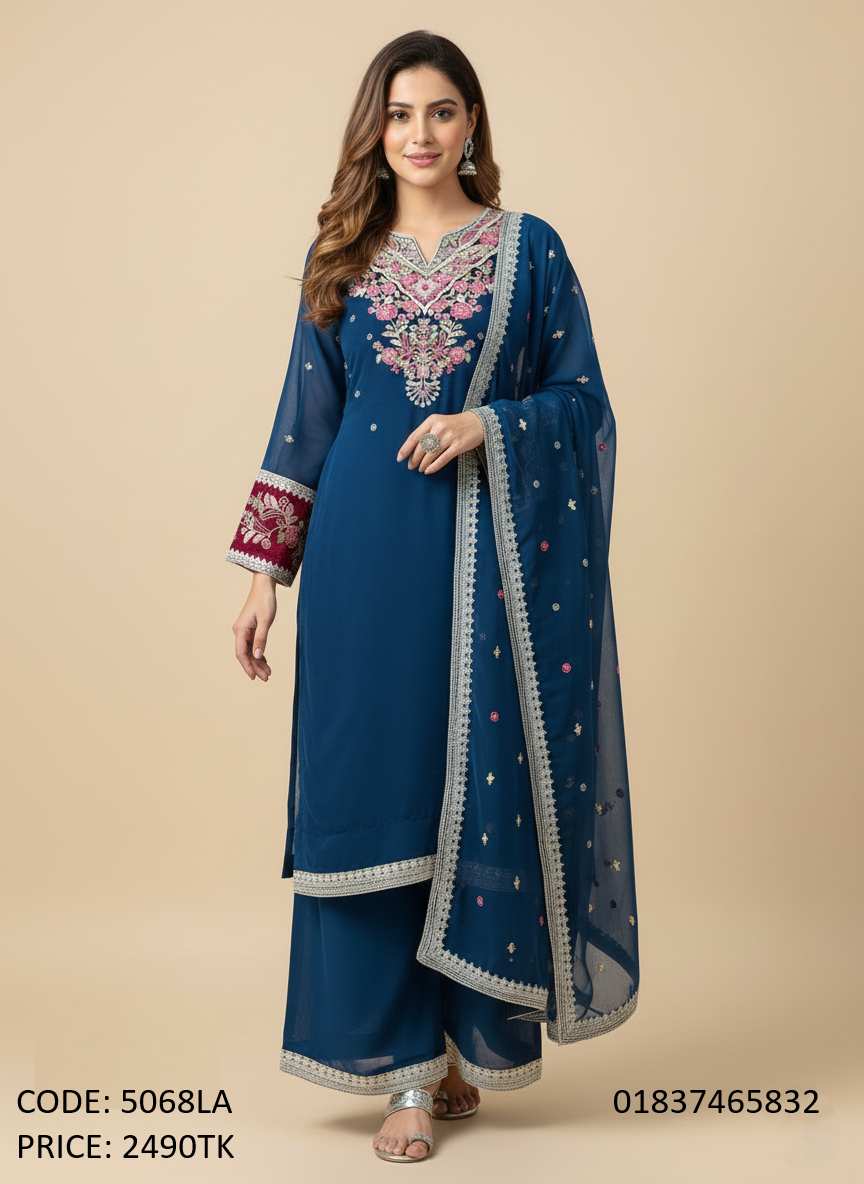 Premium Embroidered Georgette Three-Piece Suit গর্জিয়াস-জর্জেট-এমব্রয়ডারি-থ্রি-পিস