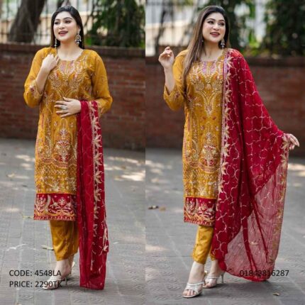 Mustard Yellow Georgette Three Piece Collection 4548LA