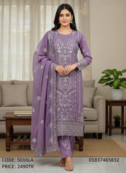 Premium-lavender-embroidered-georgette-three-piece-suit-code-5016LA
