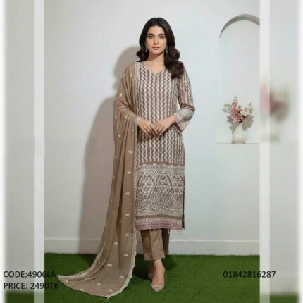 Premium Georgette Embroidery Three Piece Dress Code 4906LA