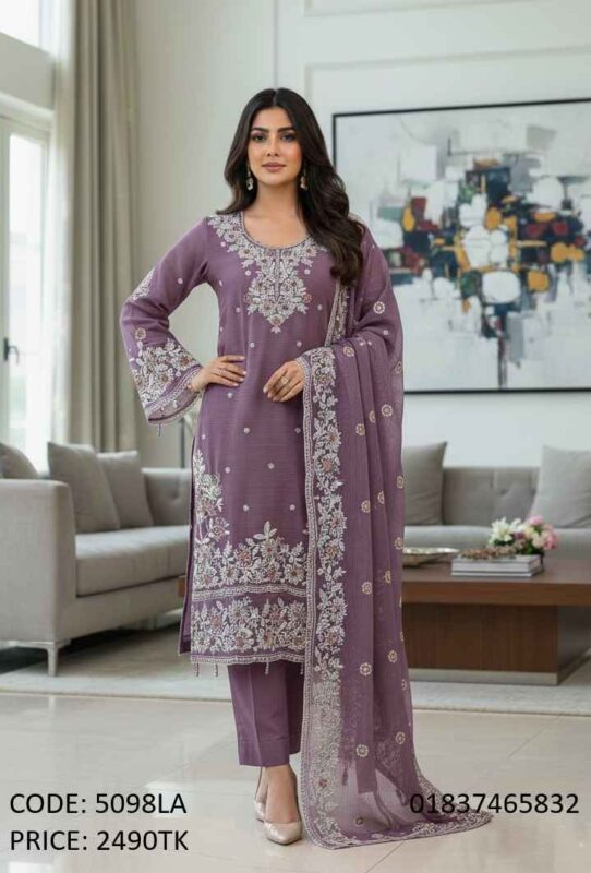 Premium Quality Embroidered Three-Piece Suit for Women