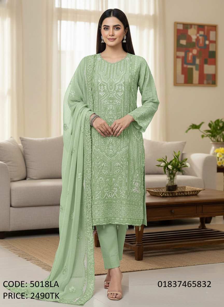 Premium Mint Green Embroidery Three Piece Salwar Kameez for Women mint-green-embroidery-three-piece-salwar-kameez-code-5018la-for-women