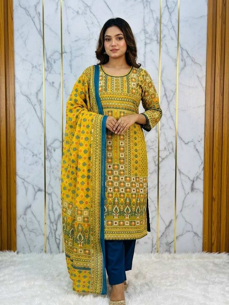 Premium Stitched Cenigura Cotton Three Piece CLA540-1690 (1) Premium Stitched Cenigura Cotton Three Piece with All-Over Print and Contrast Dupatta