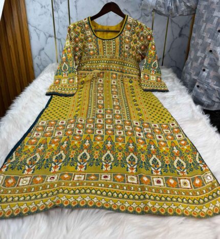 Premium Stitched Cenigura Cotton Three Piece with All-Over Print and Contrast Dupatta