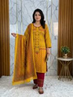 Premium Stitched Cenigura Cotton Three Piece with Traditional Printed Design