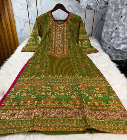 Premium Stitched Linen Three Piece Collection with Digital Print and Cotton Dupatta