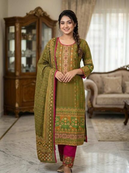 Premium Stitched Linen Three Piece Collection with Digital Print